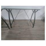 Modern Frosted Glass Computer Desk with Black Metal Frame Modern Frosted Glass Computer Desk with Black Metal Frame