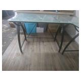 Modern Frosted Glass Computer Desk with Black Metal Frame Modern Frosted Glass Computer Desk with Black Metal Frame