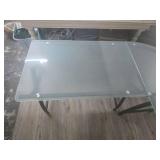 Modern Frosted Glass Computer Desk with Black Metal Frame Modern Frosted Glass Computer Desk with Black Metal Frame
