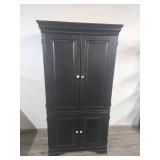 Traditional Black Wood Armoire with Crown Molding Traditional Black Wood Armoire with Crown Molding