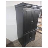 Traditional Black Wood Armoire with Crown Molding Traditional Black Wood Armoire with Crown Molding