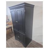Traditional Black Wood Armoire with Crown Molding Traditional Black Wood Armoire with Crown Molding