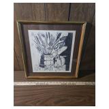 Floral Woodblock Print by Laura Floral Woodblock Print by Laura