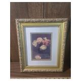 Traditional Rose Still Life Print in Ornate Frame Traditional Rose Still Life Print in Ornate Frame