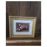 Traditional Rose Still Life Print in Ornate Frame Traditional Rose Still Life Print in Ornate Frame