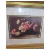 Traditional Rose Still Life Print in Ornate Frame Traditional Rose Still Life Print in Ornate Frame