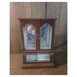 Wooden Jewelry Armoire with Etched Glass Doors Wooden Jewelry Armoire with Etched Glass Doors