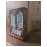 Wooden Jewelry Armoire with Etched Glass Doors Wooden Jewelry Armoire with Etched Glass Doors