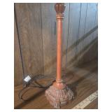 Traditional Wood Column Table Lamps with White Shades Traditional Wood Column Table Lamps with White Shades