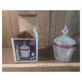 Indiana Glass Diamond Point Ruby Band Candy Dish Indiana Glass Diamond Point Ruby Band Candy Dish