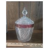 Indiana Glass Diamond Point Ruby Band Candy Dish Indiana Glass Diamond Point Ruby Band Candy Dish