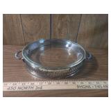 Round Pie Plate with Silver-Plated Holder Round Pie Plate with Silver-Plated Holder