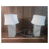Mid-Century Modern Table Lamp with Striped Base Mid-Century Modern Table Lamp with Striped Base