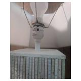 Mid-Century Modern Table Lamp with Striped Base Mid-Century Modern Table Lamp with Striped Base