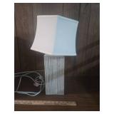 Mid-Century Modern Table Lamp with Striped Base Mid-Century Modern Table Lamp with Striped Base
