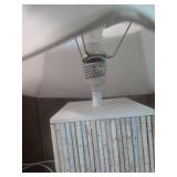 Mid-Century Modern Table Lamp with Striped Base Mid-Century Modern Table Lamp with Striped Base