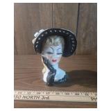 1950s Lady Head Vase Black and White 1950s Lady Head Vase Black and White