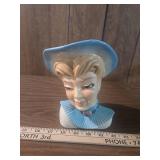 Blue and White Lady Head Vase 1950s Blue and White Lady Head Vase 1950s