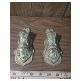 (2) Ornate Brass Victorian Hand Clip Note and Receipt Holder with Face 6â Wall Hanging (2) Ornate Brass Victorian Hand Clip Note and Receipt Holder with Face 6â Wall Hanging