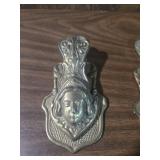 (2) Ornate Brass Victorian Hand Clip Note and Receipt Holder with Face 6â Wall Hanging (2) Ornate Brass Victorian Hand Clip Note and Receipt Holder with Face 6â Wall Hanging