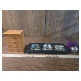 Oak Wood Jewelry Box with Glass Candle Display Oak Wood Jewelry Box with Glass Candle Display