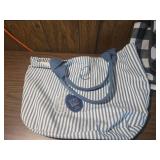 Cotton Striped Tote with Buffalo Check Accessories Cotton Striped Tote with Buffalo Check Accessories