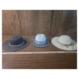 Set of Three Straw Sun Hats with Decorative Bands Set of Three Straw Sun Hats with Decorative Bands