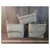 Handwoven Seagrass Storage Baskets with Handles Handwoven Seagrass Storage Baskets with Handles