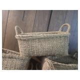 Handwoven Seagrass Storage Baskets with Handles Handwoven Seagrass Storage Baskets with Handles