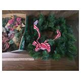 Holiday Wreath with Candy Cane Ribbons Holiday Wreath with Candy Cane Ribbons
