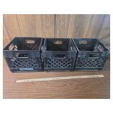 Black Plastic Milk Crates - Set of 3 Black Plastic Milk Crates - Set of 3