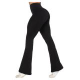 Sunzel Flare Leggings, Crossover Yoga Pants with Tummy Control, High Waisted and Wide Leg, No Front Seam Black Medium 30\' Inseam
