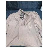 GRACEART Men's & Women's Brown Solid Renaissance, Steampunk, Gothic, Modern Ruffle Colonial Shirt Vampire Costume men's large