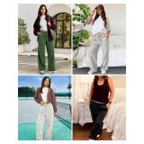 MIROMIHO Womens Wide Leg Sweatpants Fleece Lined Baggy Pants Drawstring Athletic Joggers Fashion Winter Outfits Black XL - Retail: $27