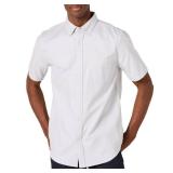 Amazon Essentials Men's Slim-Fit Short Sleeve Stretch Oxford Shirt with Pocket, Light Grey, X-Small - Retail: $11