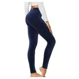 Conceited Velvet Leggings for Women - Soft Warm Velour Pants - Navy Blue - Large - Retail: $27