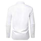 Alimens & Gentle Men White Dress Shirt Long Sleeve Wrinkle Free Stretch Business Formal Work Wedding Button Down Shirt L - Retail: $15
