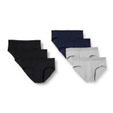 Amazon Essentials Men's Cotton Jersey Briefs, Pack of 7, Available in Big & Tall, Black/Navy/Grey Heather, Large - Retail: $21