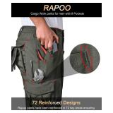 Rapoo Cargo Pants for Men Hiking Work Tactical Military Army Casual Pants for Men with Pockets Waterproof Mens Ripstop Construction Carpenter Hunting Outdoor Pants Green 36Wx30L - Retail: $45