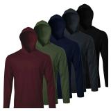 LeeHanTon 5 Pack Long Sleeve Hoodie Shirts for Men Dry Fit Moisture Wicking Breathable T-Shirts for Fishing Workout Athletic 3XL - Retail: $40