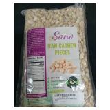 SANO Raw Cashew Pieces 2lbs (32oz) Organic Cashews Nuts, Fresh Unsalted cashew in Resealable Pack, No Salt Cashews Nuts - Retail: $26
