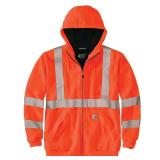 Carhartt High-Visibility Rain Defender Loose Fit Midweight Thermal-Lined Full-Zip Class 3 Sweatshirt, XL - Retail: $105