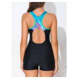 beautyin Women One Piece Boyleg Padded Bathing Suit Lap Swimming Workout Swimwear XS - Retail: $31