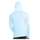 Men's UPF 50+ Sun Protection Shirts UV SPF Rash Guard Long Sleeve Lightweight Hoodie Shirts Fishing Hiking Running Swim Skyblueheathe M