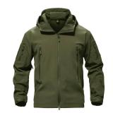 TACVASEN Men Winter Windproof Snow Rain Softshell Parka Jacket Tactical Hoodie Fleece Hunting Pockets Ski Coats Hunting Army Green M - Retail: $46