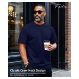 Ficerd 3 Pack Cotton Men's Oversized T Shirts Big and Tall Shirts Raglan Short Sleeve Crew Neck Plus Size Tee(Black, Navy Blue, Wine Red,3X-Large) - Retail: $37