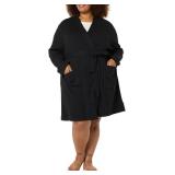 Amazon Essentials Women's Lightweight Waffle Mid-Length Bathrobe (Available in Plus Size), Black, XX-Large - Retail: $35