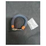 Elegatto Pelagus Premium Rope Bracelet for Men | Designed in California | Thick Cotton Rope with Stainless Steel Shackle Closure | Mens Designer Bracelets | Aegean Blue Small - Retail: $50