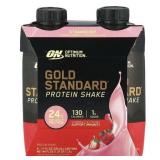 Optimum Nutrition Gold Standard Protein Shake  Strawberry  4 Cartons  11 fl oz (325 ml) Each - Retail: $17