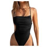 Mulisky Women Sexy Tummy Control One Piece Swimsuits Halter Push Up Bathing Suits Black M - Retail: $33